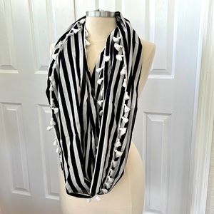 J Crew Striped Fringed Trimmed Infinity Scarf